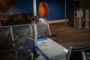 Pratt Miller Mobility demonstrates LAAD disinfecting robot in Grand Rapids airport
