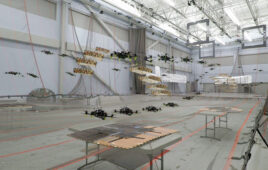Drones in a warehouse.
