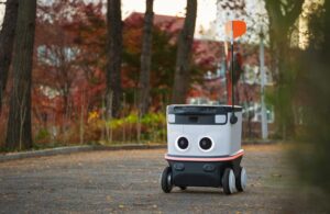 neubility robot on the sidewalk.