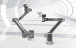 two views of the OMRON T20 cobot arms.