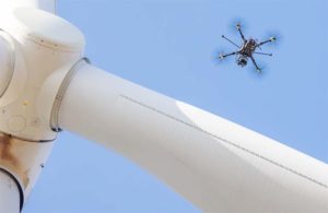 Perception Robotics drone inspects a wind turbine