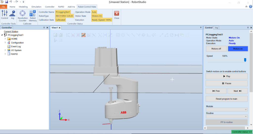 Robot Control Mate add-on to ABB RobotStudio enables PC control of SCARA robots